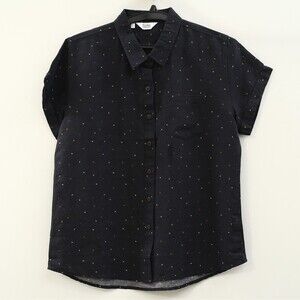 Bridge & Burn Blouse Shirt Top Buttondown Short Sleeve Collared Printed M 286021
